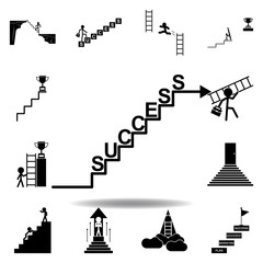 stair, success, target, arrow icon. Can be used for web, logo, mobile app, UI UX on white background