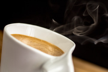 Morning coffee cup close up