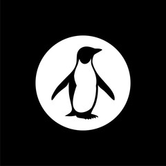 Penguin icon flat illustration for graphic and web design isolated on black background