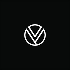 Initial letter V logo template with modern tulip in circle flat design illustration