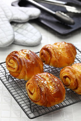 Homemade finnish cinnamon roll, freshly made
