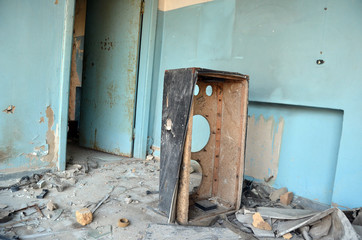 Ghost town in Eastern Europe.Former Soviet kids camp.Ukraine gets rid of the consequences of communism. Ruins. . Kiev Region,Ukraine