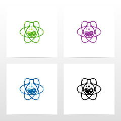 Atom Symbol With Florence Flask In The Middle Logo Design