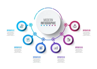 Fotobehang Creative concept for infographic. Business data visualization. Abstract elements diagram with 6 steps, options, parts or processes. Vector business template for presentation. © abert84