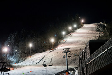  Nacht-Skifahren an der Skipiste Eckbauer Abfahrt Garmsich