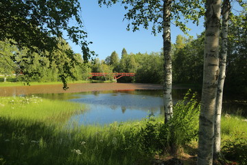 Shallow lakes at the island Rovon in Skelleftea
