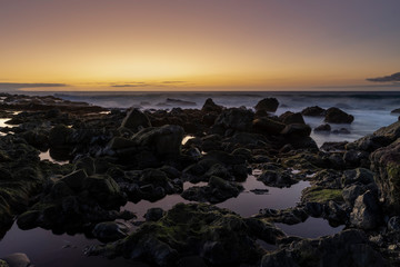 sunset on coast of sea La Gomera