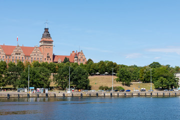 Fototapeta na wymiar Morning view on the old national museum of Szczecin city in Poland