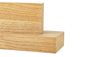 Oak wood beams isolated over white background