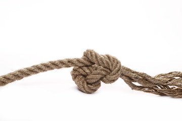 Rope and knot isolated on white background and texture