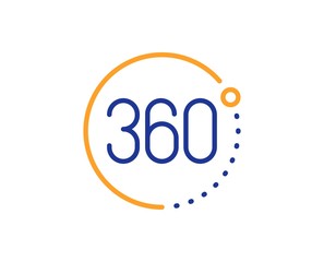 VR simulation sign. 360 degrees line icon. Panoramic view symbol. Colorful outline concept. Blue and orange thin line 360 degrees icon. Vector