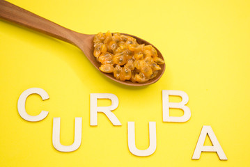 Exotic tropical fruit called curuba (Passiflora tripartita)