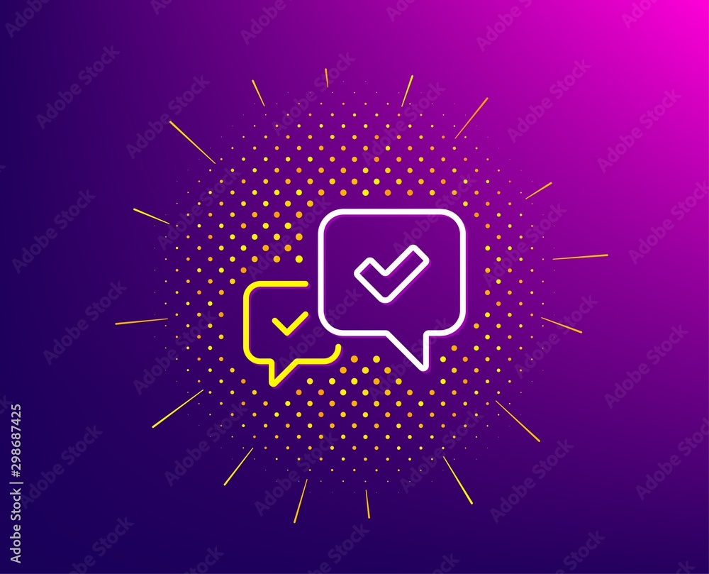 Aufkleber approve line icon. halftone pattern. accepted or confirmed sign. speech bubble symbol. gradient back