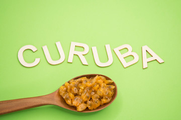 Exotic tropical fruit called curuba (Passiflora tripartita)