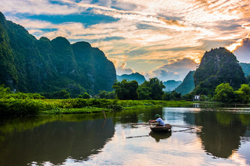 Trang An, a scenic area near Ninh Binh, Vietnam