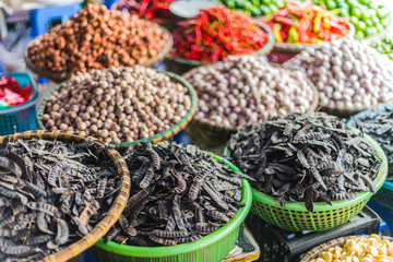 Groceries sold on the street market in Hanoi, Vietnam