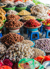 Groceries sold on the street market in Hanoi, Vietnam