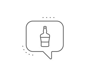 Scotch bottle line icon. Chat bubble design. Brandy alcohol sign. Outline concept. Thin line scotch bottle icon. Vector