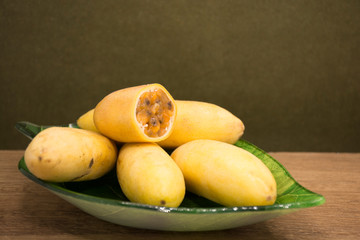 Naklejka na ściany i meble Exotic tropical fruit called curuba (Passiflora tripartita)