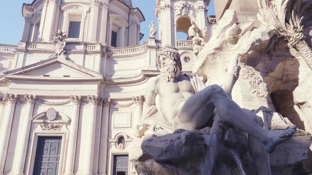 Statue of Zeus in Bernini's fountain of Four Rivers in Piazza Navona, Rome