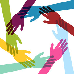 Obraz premium Hand Colorful Creative Connection with Teamwork