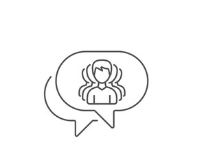 Group of Men line icon. Chat bubble design. Human communication symbol. Teamwork sign. Outline concept. Thin line group icon. Vector