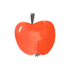 Red apple, hand drawn watercolor illustration