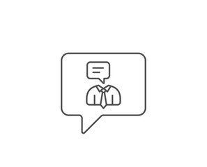 Human talking line icon. Chat bubble design. Conversation sign. Communication speech bubble symbol. Outline concept. Thin line support service icon. Vector