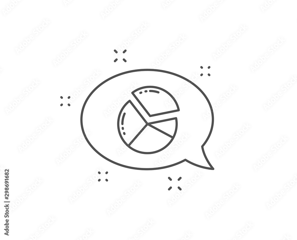 Poster pie chart line icon. chat bubble design. presentation graph sign. market analytics symbol. outline c