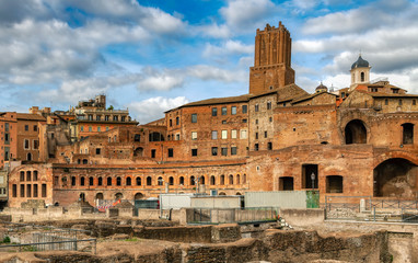 Fototapeta premium Historic Trajan forum in old town Rome.