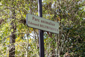 panneau du parc animalier Edouard BELTREMIEUX