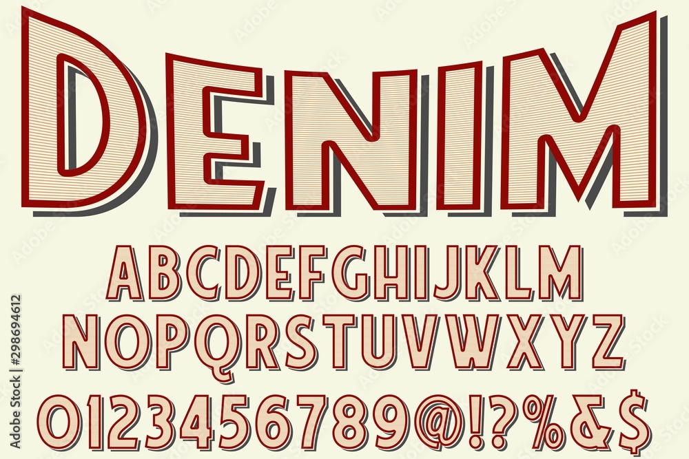 Poster abc font alphabet script typeface handcrafted handwritten vector label design denim