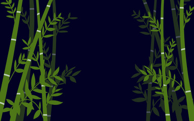 Naklejka premium Flat Japan colorful concept with green bamboo stems and font in japanese style vector illustration