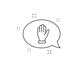 Hand line icon. Chat bubble design. Wave palm sign. Gesture symbol. Outline concept. Thin line hand icon. Vector
