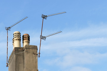 Chimney with TV aerials