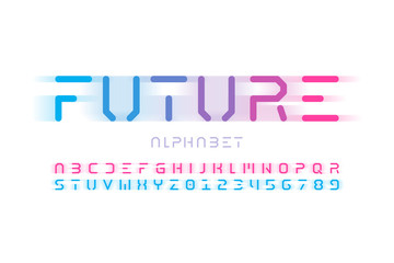 Futuristic style font design, alphabet letters and numbers © piai