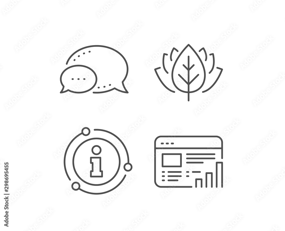 Poster web report line icon. chat bubble, info sign elements. column graph sign. growth diagram symbol. lin
