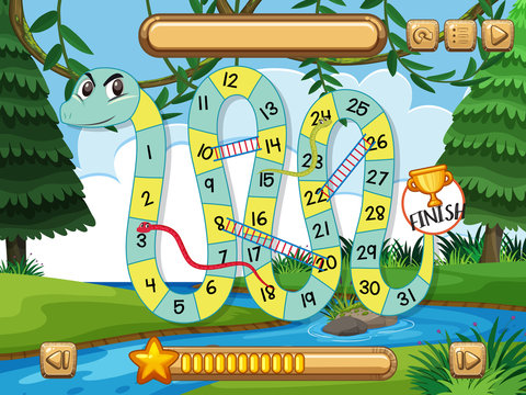 Snake game with river in forest background