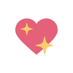 Shine heart emoji sign icon with the sparkle star isolated on white background. Vector illustration.