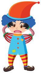 Single character of clown on white background