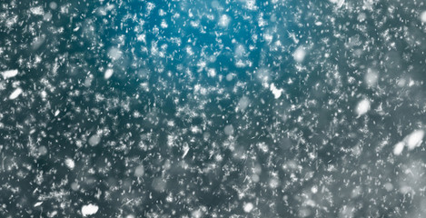 snowflakes on dark sky. Winter background