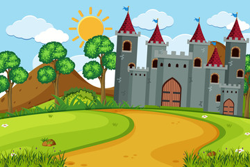 Obraz na płótnie Canvas An outdoor scene with castle