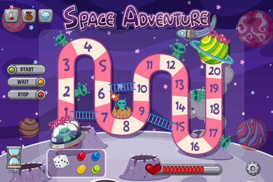 Game template with aliens in space