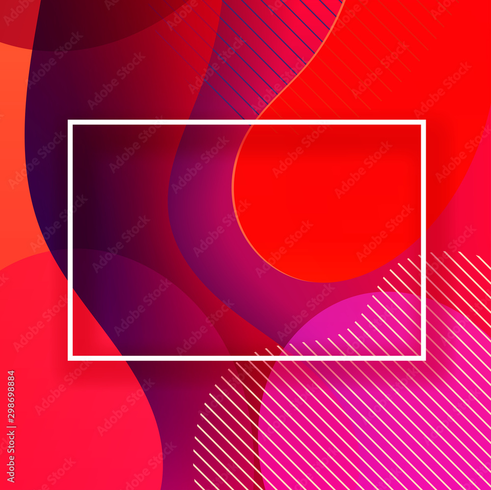 Poster White frame with colorful abstract geometric background