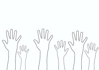 hands thin lines on white background 