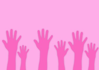 hands up illustration on pink background 