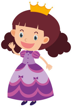 Single character of princess on white background