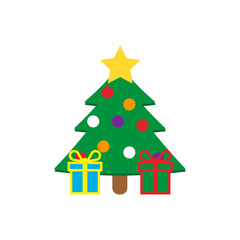 Fototapeta premium Christmas tree isolated on white background. Vector illustration.