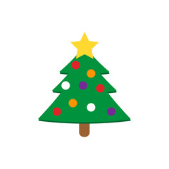 Christmas tree isolated on white background. Vector illustration.