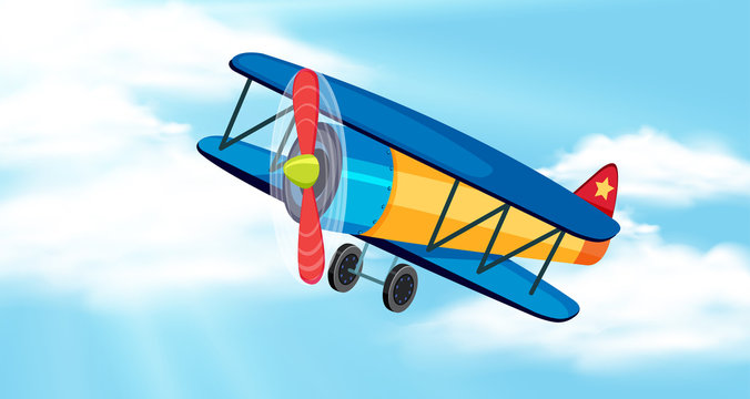 Background scene with blue sky and airplane